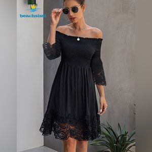Beachsissi Black Lace Off the Shoulder Dress